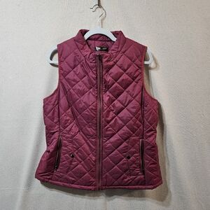 Wowstar Women's Quilted Vest - Burgundy In Size Large